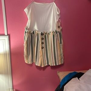 Striped Button-Front Romper